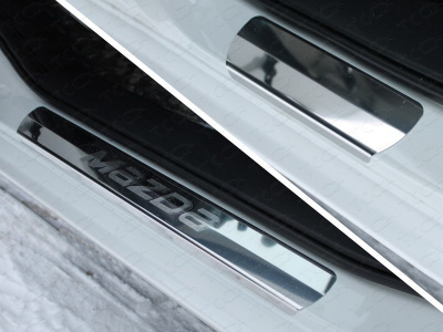 Mazda 6 (15–) Накладки на пороги (лист зеркальный надпись Mazda)